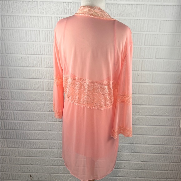 Vintage Shirley Of Hollywood Peach Lace Nightgown and  Robe - Picture 2 of 6